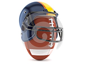 Football helmet with rugby ball