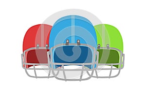 Football helmet vector American icon equipment isolated sport illustration white set blue