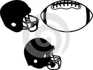 Football helmets and ball clipart