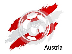 Football icon Austria flag grunge style vector illustration isolated on white