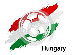 Football icon Hungary flag grunge style vector illustration isolated on white