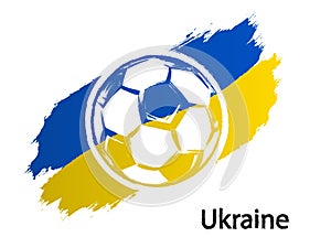 Football icon Ukraine flag grunge style vector illustration isolated on white