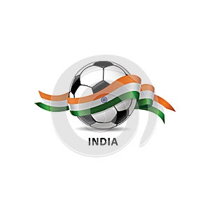 Football with india national flag colorful trail.