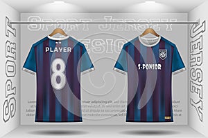 Sports jersey design. t-shirt soccer jersey for football, racing, gaming, cycling. fabric with front view and back view photo