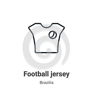 Football jersey outline vector icon. Thin line black football jersey icon, flat vector simple element illustration from editable