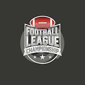 Football league championship logo. American football sports emblem.