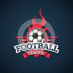 Football league logo, labels, emblems and design elements for sport team 2016.
