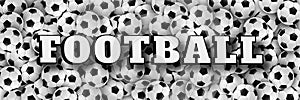 Football lettering on soccer ball seamless pattern
