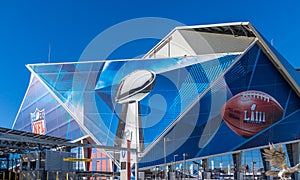 Football Logos on Mercedes-Benz Stadium