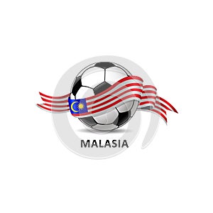 Football with malasia national flag colorful trail.