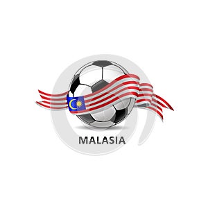 Football with malasia national flag colorful trail. photo