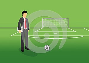 Football manager with tactic board