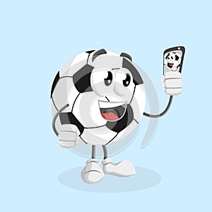 Football Mascot and background with selfie pose