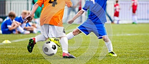 Football Match for Children. Kids Playing Soccer Tournament Game