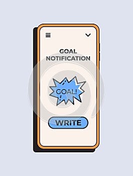 Football match goal notification app. Vector illustration