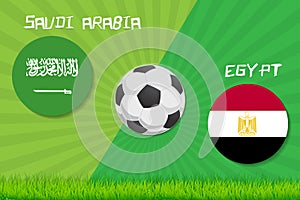 Football match Saudi Arabia vs Egypt. Sport background