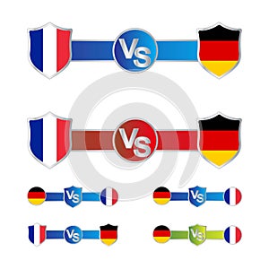 Football match scoreboard. Shield shapes and blue color lower thirds for sports like soccer or football. France VS Germany vector