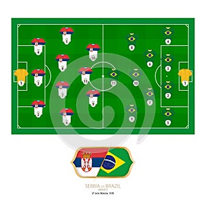 Football match Serbia versus Brazil