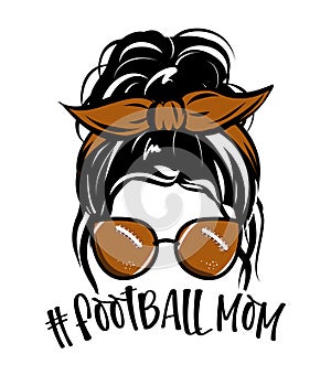 Football mom - Beautiful woman face with aviator sunglasses and brown bandana