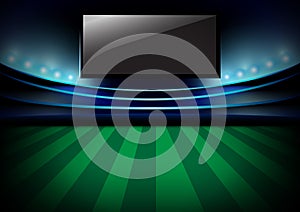 Football night arena, Soccer night stadium and monitor vector d