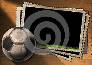 Football - Old Photo Frames with Soccer Ball