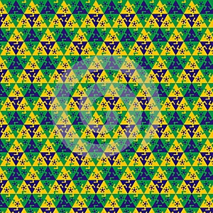 Football pattern against the colors of the Brazilian flag