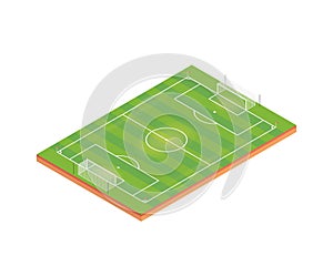 Football pitch with football goals in isometric view