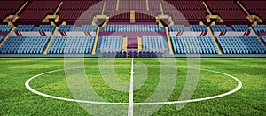 Football pitch with football stands background.