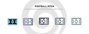 Football pitch icon in different style vector illustration. two colored and black football pitch vector icons designed in filled,