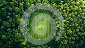 Football pitch in the middle of forest