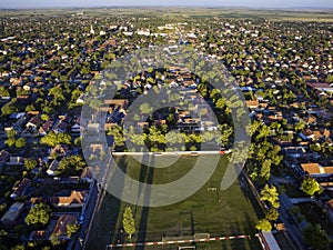 Football Pitch in Sunset in Small Town in Serbia