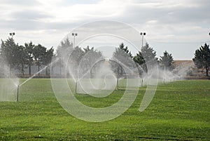 Football Pitch Under Irrigation