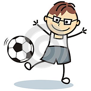 Football player, boy and soccer ball.