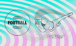 Football player catch ball in a jump. Vector outline of Football player sport illustration
