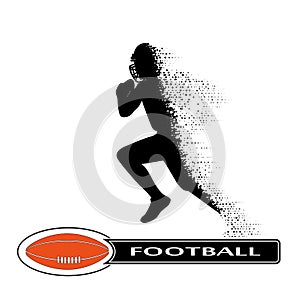 Football player collapsing in dynamics on small particles photo