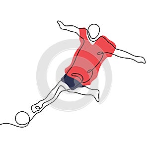 Football player colourful continuous line vector illustration