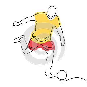 Football player colourful continuous line vector illustration