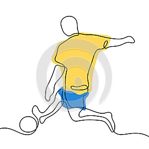 Football player colourful continuous line vector illustration