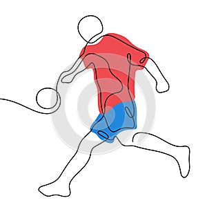 Football player colourful continuous line vector illustration