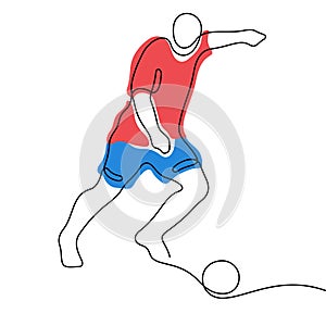 Football player colourful continuous line vector illustration