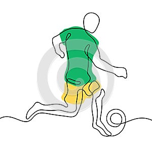 Football player colourful continuous line vector illustration