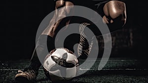 Football player dribbles the ball photo