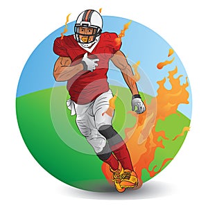 Football player on fire. Vector illustration decorative background design