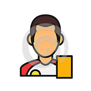 Football player with foul card. simple illustration outline style sport symbol.
