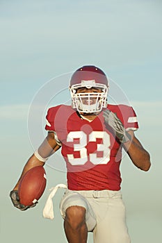 Football player in game action