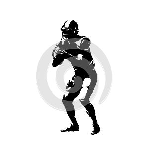 Football player, isolated vector silhouette, ink football logo