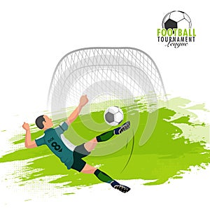 Football player kicking and aiming towards goalpost and goalpost