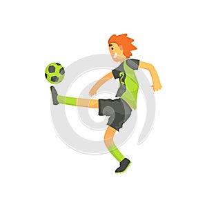 Football Player Kicking The Ball Isolated Illustration