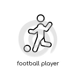 Football player playing icon icon. Trendy modern flat linear vec