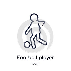 football player playing icon from recreational games outline collection. Thin line football player playing icon isolated on white